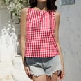 thumbnail image 3 of Delconic Women’s Sleeveless Round Neck Plaid Button Down Casual Vest Top with Gingham Pattern and Relaxed Fit for Everyday Wear Red M, 3 of 6