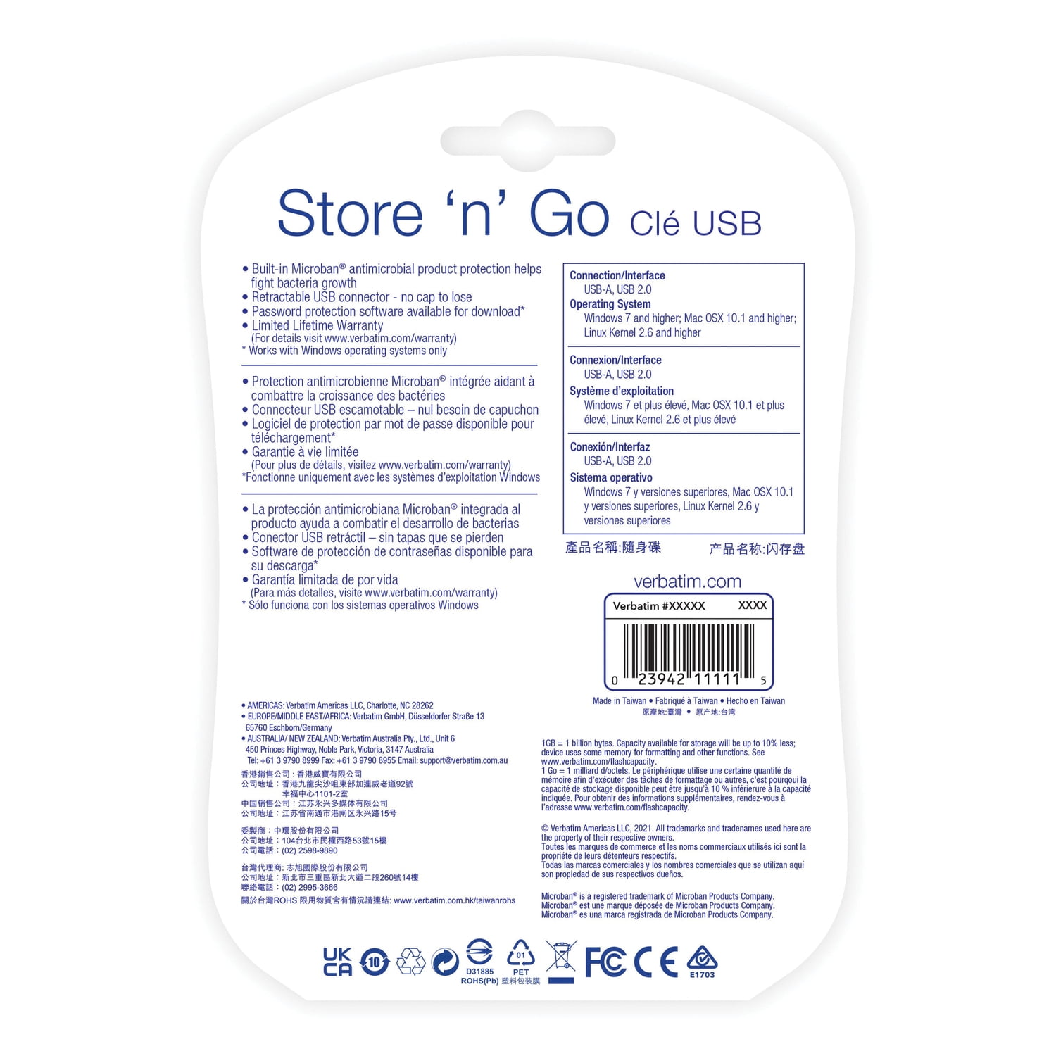 Verbatim 32-GB Store ‘n’ Go USB-A Flash Drives, 5 Count, Assorted Colors