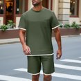 thumbnail image 3 of Ohufall Outfits for Men 2 Pieces Set Fashion Solid Casual Round Neck Tee Shirts with Shorts Summer Loose Brethable Outdoor Sport Sets, 3 of 8