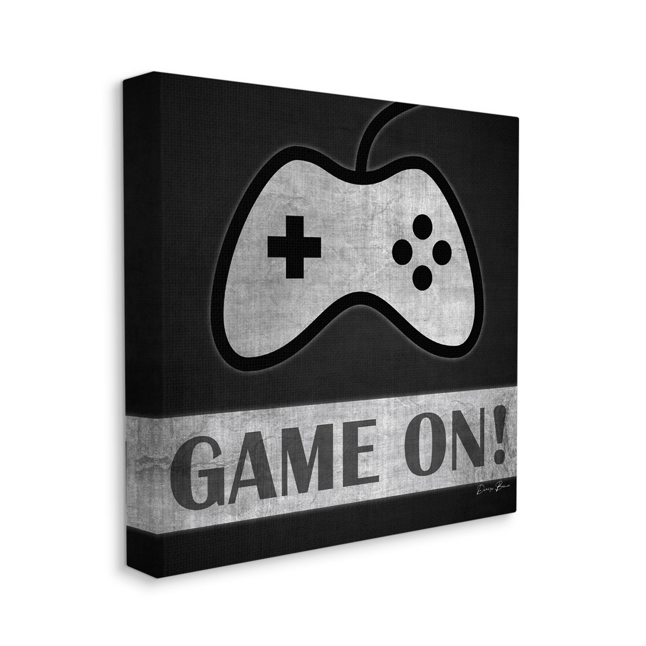 Game On Video Gaming Phrase Art for Kids Graphic Art Gallery Wrapped Canvas Print Wall Art