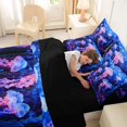 thumbnail image 5 of jejeloiu Neon Jellyfish Print 7 Pieces Full Size Bedding Sets,Ocean Theme Full Size Bed in a Bag For Boys,Blue Purple,Black Reversible, 5 of 7