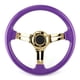thumbnail image 2 of Volante de carreras universal, 14 pulgadas, 6 orificios, galvanoplastia, soporte dorado, morado con cable de bocina, 2 of 8