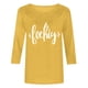 thumbnail image 3 of Mujeres Tres Cuartos de Manga Tops Día de la Mujer Impreso Cuello Redondo Blusa Suelta, Suéter de Manga Casual 3/4 para el Uso de Primavera Y Verano, 3 of 5