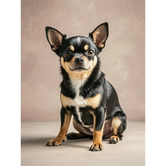 Black Chihuahua 5D Diamond Art DIY Kits Diamond Painting Full Round Drill Crystal by Number Embroidery Arts and Crafts for Living Room Bedroom Home Wall Decor 12x16 inch / 30x40cm