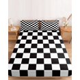 thumbnail image 2 of Twin Sze Fitted Sheet Set - Simple Black White Checkered 2 Piece Bedding Sets 16" Deep Pocket Fitted Sheet with 1 Pillowcase, Lattice Buffalo Plaid Brushed Microfiber Hotel Luxury Bed Sheets, 2 of 9