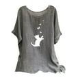 thumbnail image 1 of Vestidos Casuales Para Mujer, Blusas De Mujer De Moda Camisetas estampadas de moda para mujer, blusas casuales de lino holgadas de manga corta con cuello redondo y raglán, 1 of 7