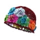 thumbnail image 3 of Gorro de crochet con flores, elegante gorro floral para viajes, citas, ropa de calle, playa y viajes. Rojo, 3 of 9