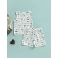 thumbnail image 2 of xiaxaixu Newborn Baby 2PCS Summer Outfits, Sleeveless Tree/Fish Print Tank Tops + Shorts Set, 2 of 8