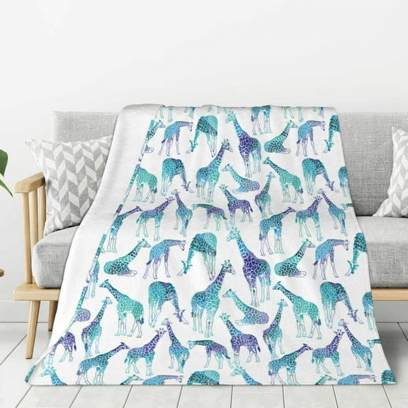 Rateoe Cool Giraffe Pattern Flannel Throw Blanket, Ultra-soft Blanket for Bed, Couch, Car, Hypoallergenic Anti-pilling blanket-40"x30"(Vertical)