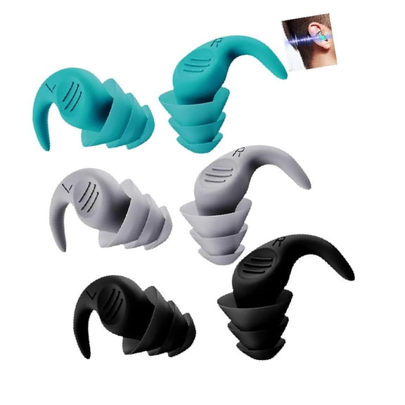 GJX 3 Pairs Noise Cancelling Ear Muffs for Sleeping Ear Plugs for Sleeping, Black, Blue