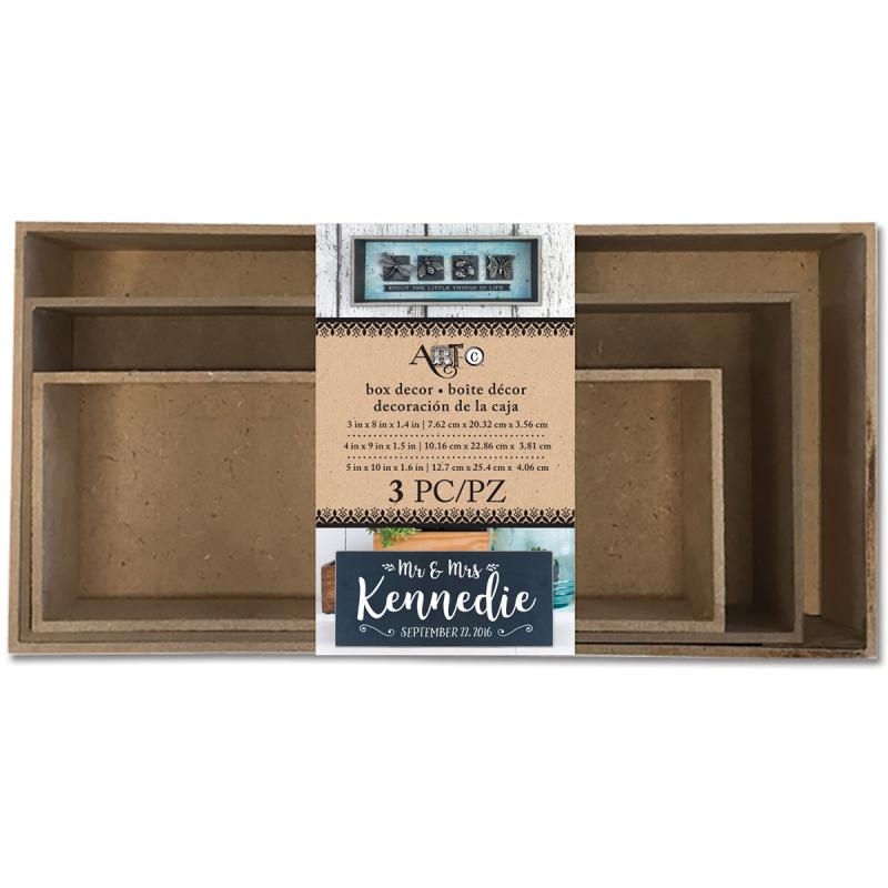 Artc Masonite Nested Boxes 3/pkg3"x8"x1.4", 4"x9"x1.5" & 5"x10"x1.6