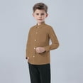 thumbnail image 5 of Tao Tao Boys' Long Sleeve Dress Shirts Classic Collared Button-Down Tshirt Solid Cotton Top with Chest Pocket Brown 4 Years, 5 of 6