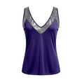 thumbnail image 4 of Rggeeun Tshirts For Women Sleeveless Deep V-Neck Solid Color Sequin Tank Top Casual Blouse Shirt For Summer Daily Wear，XXXXL，Purple, 4 of 4