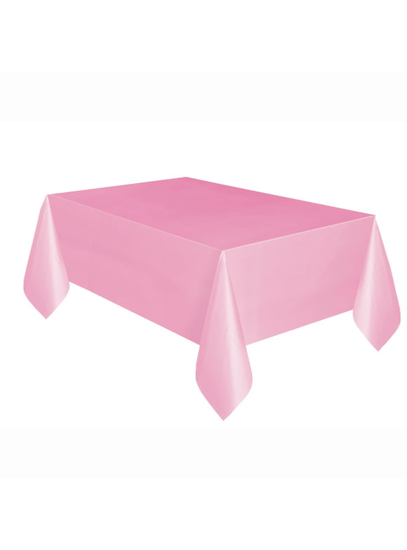 Way to Celebrate! Light Pink Plastic Party Tablecloth, 108in x 54in