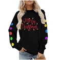 thumbnail image 5 of lulshou Sweatshirt for Women Christmas "Merry Christmas" Print Sweatshirt Fleece Crewneck Pullover Cozy Long Sleeve Casual Top, Black, M, 5 of 9