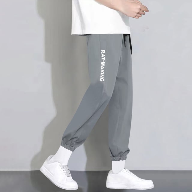 Weiqiqre Pantalon de Pyjama pour Hommes Pantalon de Randonnée, Léger Imperméable Respirant Taille Élastique Pantalon de Pluie pour Cyclisme Course, Taille g