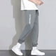 thumbnail image 1 of Pantalones largos para hombre, con cordón, cintura elástica, holgados, deportivos, casuales, de poliéster, 1 of 5