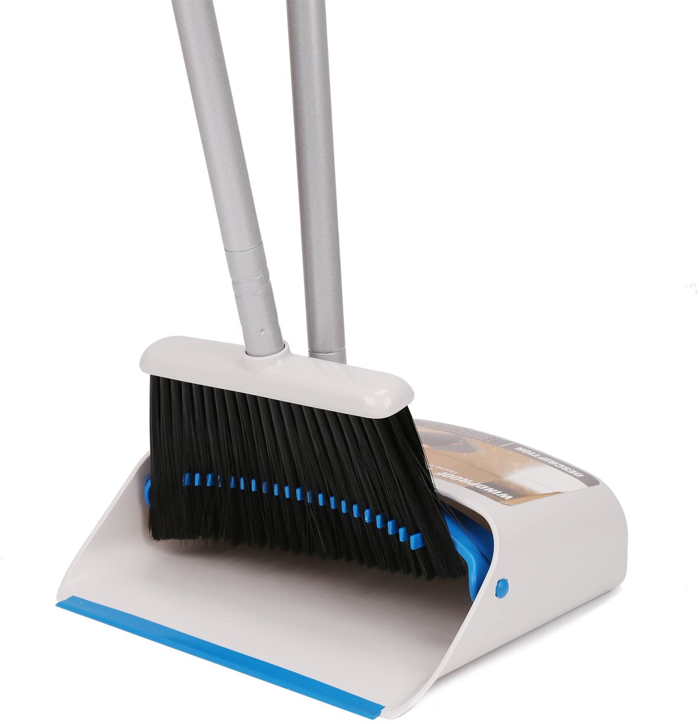 TreeLen Blue Broom and Dustpan Set, Tall Standing Lobby Combo Without ...