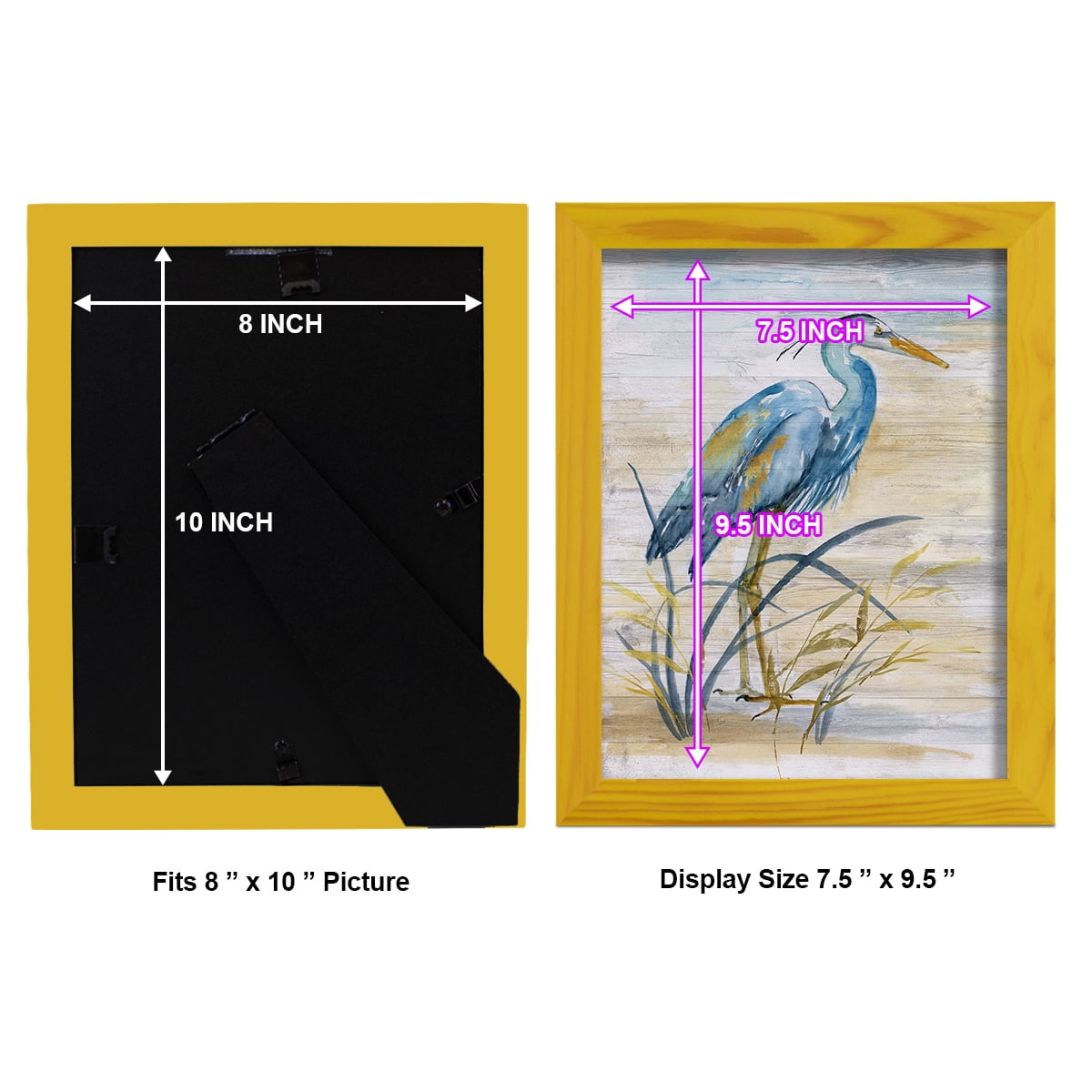 Blue Heron I -Framed Print w/glass-Sunflower Yellow