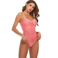 thumbnail image 2 of Women Floral Embroidery See Through Comfortable Bodysuit Plus Size, 2 of 5