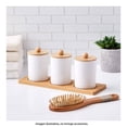 thumbnail image 4 of Set de Tres Contenedores Home Trends Organizadoores de Plástico con Tapa de Bambú para Baño, 4 of 4