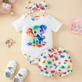 thumbnail image 2 of Gunia Baby Girl Outfit Set Little Child Clothes Summer Ruffle Sleeve Romper Floral Shorts With Headband Lovely 3-6 Months, 2 of 8