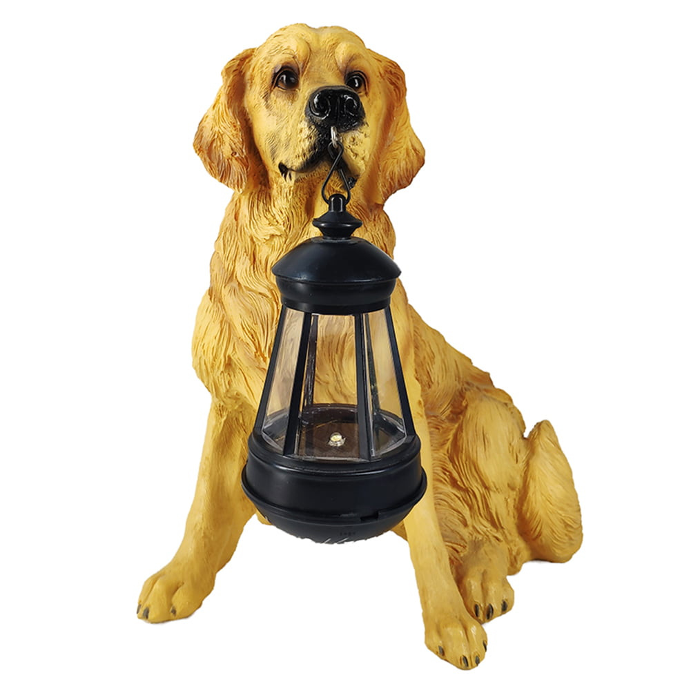 LED Solar Light Dog Lantern Sculpture Garden Ornament Home Porch Decor 