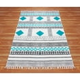 thumbnail image 4 of Casavani Handblock Printed Blue Cotton Dhurrie 9'x12' Area Rugs for Living Room & Dining Room, 4 of 6