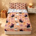 thumbnail image 2 of Homewish Cartoon Witch Cat Zipper Full Size Comforter Sets with Fitted Sheet and 2 Pillowcases for Girls, Halloween Spooky Animal Zipper Bedding Set, Peach Orange, Pumpkin Bat Reversible, 2 of 7