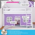 thumbnail image 2 of Max & Lily Loft Bed, Low Solid Wood Twin Loft Bunk Beds for Kids with Ladder and Curtain, 2 of 11
