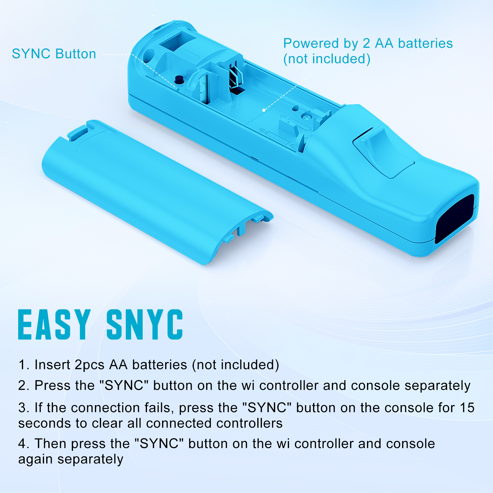 Powtree 2 Pack Wii Controller for Nintendo Wii, Wii Remote with Silicone Case and Strap Compatible with Nintendo Wii/Wii U/Wii Mini (Blue and Pink)