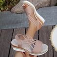 thumbnail image 3 of Wedge Sandals Women Espadrilles Open Toe Elastic Strappy Platform Beach Vacation Shoes Casual Slip on Heels Light Pink Size 9.5, 3 of 5