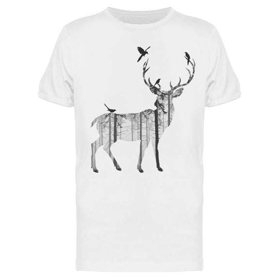 Deer With Pine Forest T-Shirt Men -Image by Shutterstock, Male Small