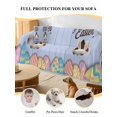 thumbnail image 4 of Blue Easter Couch Cover, Spring Cartoon Bunny Colorful Eggs Wood Grain Sofa Cover Blanket for 3 Cushion Couch, Sectional Sofa Slipcover Furniture Protector for Living Room Bedroom 71''x134'', 4 of 9