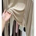 thumbnail image 4 of VISALY Cropped Cardigan Long Sleeve Cardigan Women's Thin Feel Sun Clothes Women's Mm Summer Ice Blouse Cardigan with Shawl Jacket Shirt Open Front Cardigan Thin Cardigans Lightweight Coffee Xxl, 4 of 5
