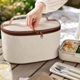 thumbnail image 4 of Lunch Bag, Portable Insulated Zippered Thermal Cooler Reusable Food Container for Work Office Picnic Travel Outdoor Lightweight Handheld Meal Bag with Handle., 4 of 5
