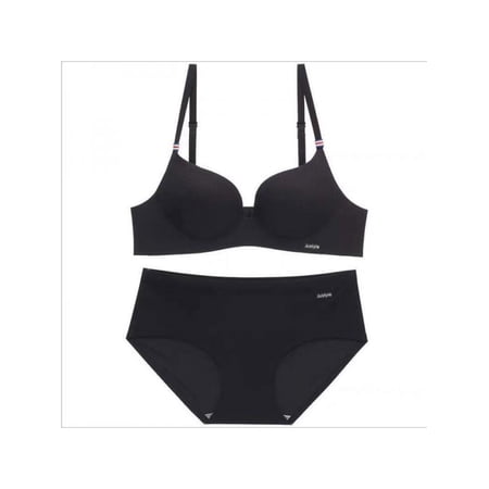 

Topumt Women Sexy Seamless Solid Color Wire Free Gathered Bra Set