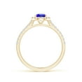 thumbnail image 2 of Angara Natural 0.8 Ct. Tanzanite with Diamond Halo Ring in 14K Yellow Gold for Women (Ring Size: 3), 2 of 9