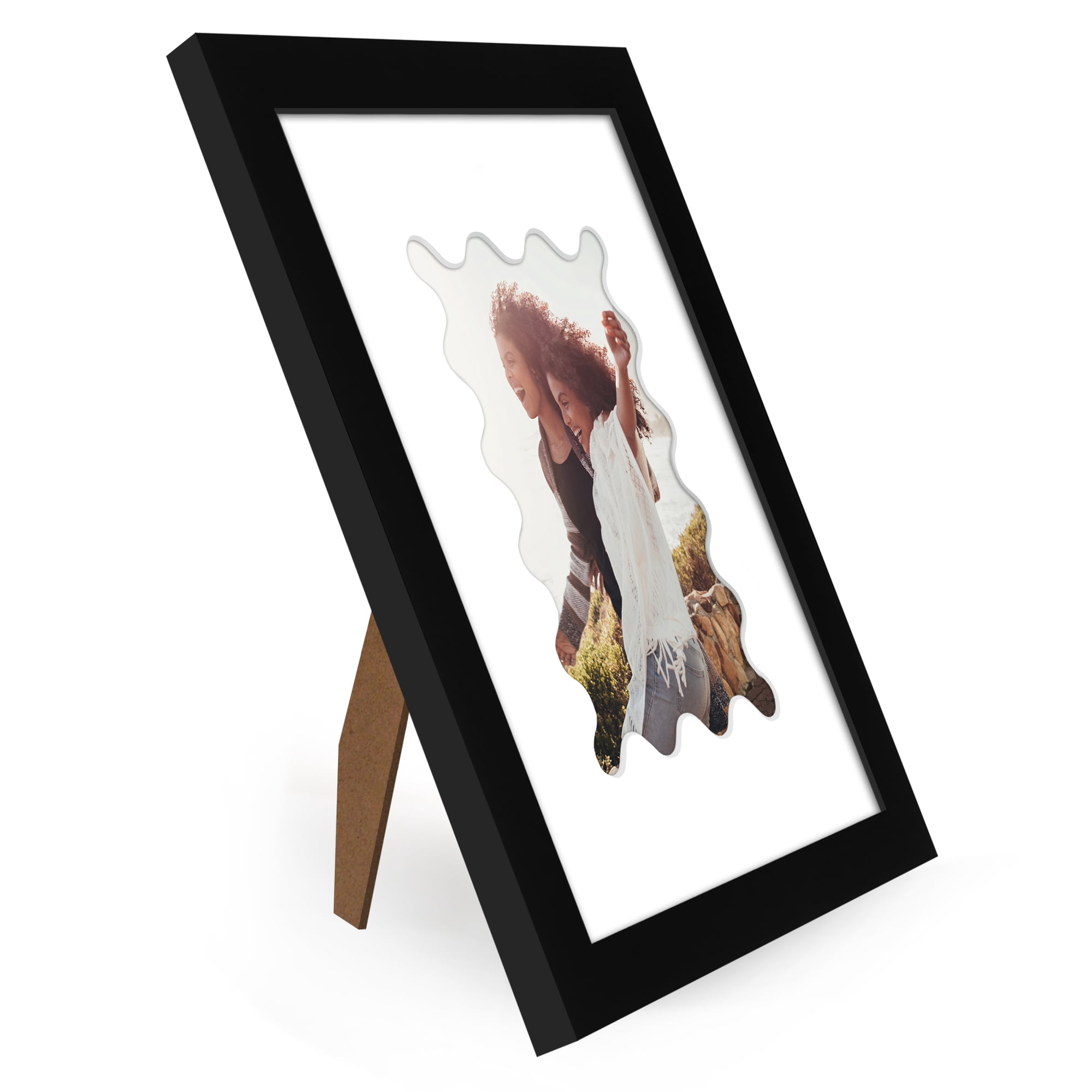 Americanflat 8" x 10" Picture Frame with Wavy Mat - Black