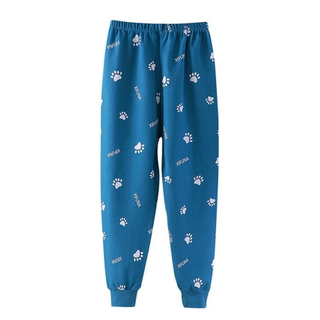 

Zwiiyzr Boys Girls Soft Pajamas Pants Plaid Print Pj Bottoms Comfortable Lounge Long Pants with 2 Pockets 5-16 Years Navy