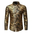 thumbnail image 1 of Blusa y camisa de manga larga con cuello alto para hombre, informal, lisa, a la moda, a rayas, con mangas color bronce, para fiesta, baile, disfraz, blusa para hombre, 1 of 6