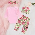 thumbnail image 4 of URMAGIC 4Pcs Infant Girl Outfits Baby Bodysuit Tops Floral Leggings Pants Set Bowknot Headbands Newborn Clothes 0-24 Months, 4 of 13
