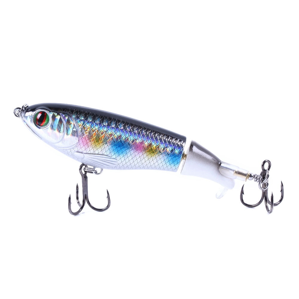 HENGJIA Fishing Lures, 8PCS Popper lure  with Floating Rotating Tail Barb Treble Hooks, Topwater Fishing Lures for Saltwater and Freshwater Bass Trout Walleye