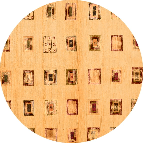 Ahgly Company Indoor Round Solid Orange Modern Area Rugs, 7' Round