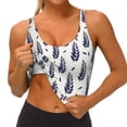 thumbnail image 3 of Uemuo Blue Leaves Pattern Women's Sports Bra - High Impact Support, Breathable, and Comfortable Athletic Bra for Running, Yoga, and Workouts, 3 of 9