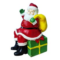 Shoreew Santa Claus Figurine Christmas Tabletop Resin Santa Sculpture with Gift Bag for Mantle Bookshelf Home Decor