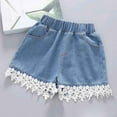 thumbnail image 2 of Girl Shorts Child Toddler Girls Summer Casual Denim Shorts Thin Breathable Jeans with Rainbow Flower Heart Embroidery Baggy Shorts White 2 Years-3 Years, 2 of 5