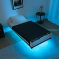 thumbnail image 5 of Lusimo Twin Size Floating Bed Frame with LED Lights and Mattress Slip Guard, Metal Platform Bed Frames Twin with Steel Slat Support, No Box Spring Needed, Black, 5 of 12