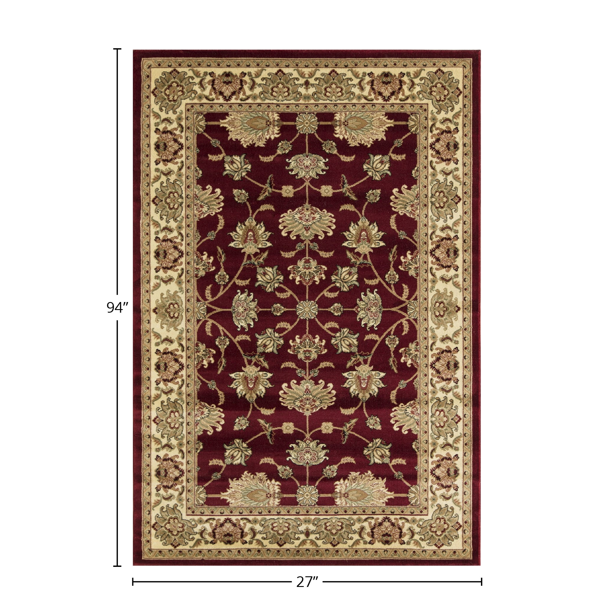 Rugs America Vista 342-CHR Kashan Cherry Oriental Traditional Red Area Rug, 2'3"x7'10"