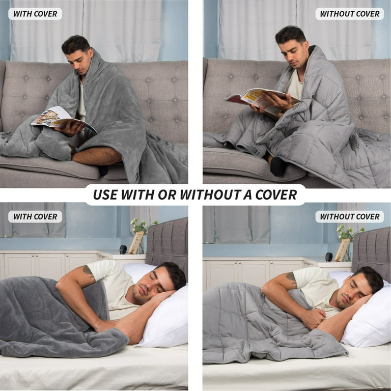Sleep Therapy 2Pc Weighted Blanket and Cover 10lbs 40 x 60 Gray